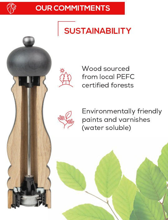 Peugeot - Fidji 6" Wood/Stainless Steel Olive Pepper Mill (15 cm) - 33804