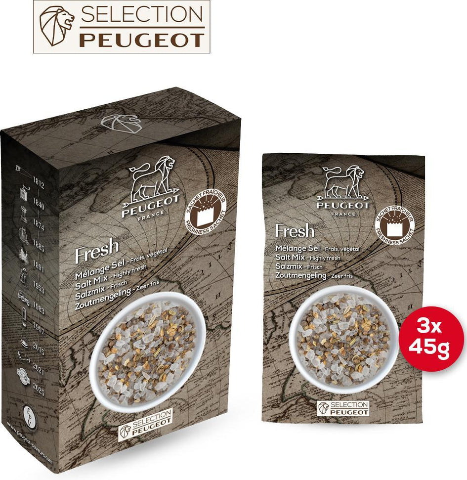 Peugeot - Fresh Salt Blend 135g, Pack of 3 x 45g Sachets - 46972