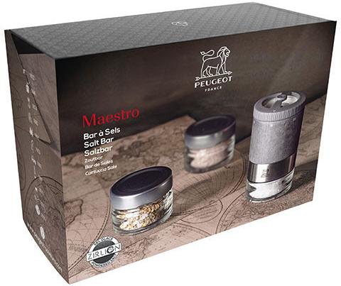 Peugeot - Maestro Salt Bar u'Select Salt Mill with 3 Jars, 3 Salt Varieties, 1 Erasable Marker and 1 Booklet - 46996