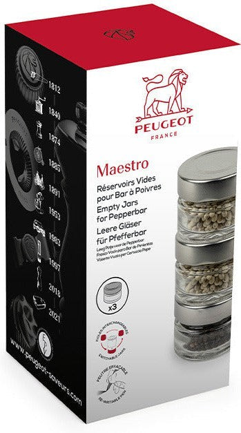 Peugeot - Msestro 4", 3 Glass Jars for Pepper Mill (10 cm) - 41755