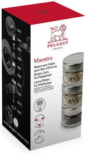 Peugeot - Msestro 4", 3 Glass Jars for Pepper Mill (10 cm) - 41755