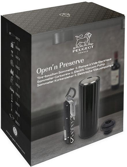 Peugeot - Open'n Preserve Electric Vacuum Pump for Wine and Clavelin Sommelier’s Corkscrew Gift Set - 210922