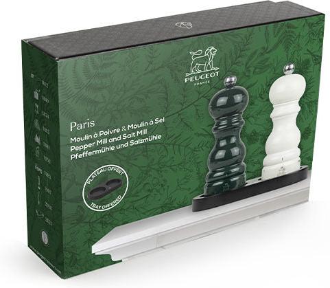 Peugeot - Paris Duo U'Select 8" Forest Green + Ivory Pepper and Salt Mills with Tray Gift Set - 44916