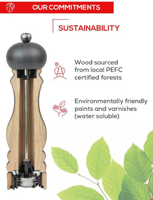 Peugeot - Paris Nature 7 " Manual Upcycled Wooden Pepper Mill (18 Cm) - 38106