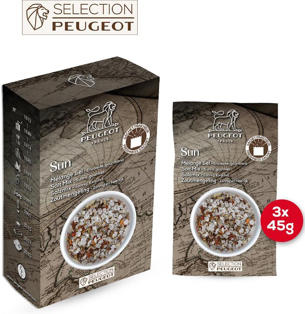 Peugeot - Sun Salt Blend 135g, Pack of 3 x 45g Sachets - 46927