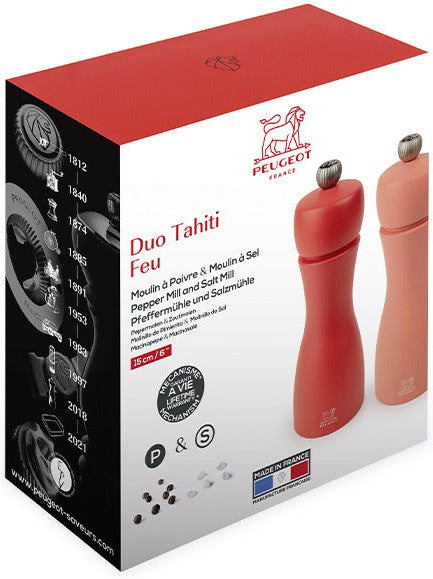 Peugeot - Tahiti 6" Wood Fire, Red Tones Salt and Pepper Mills, Pack of 2 (15 cm) - 2/42974