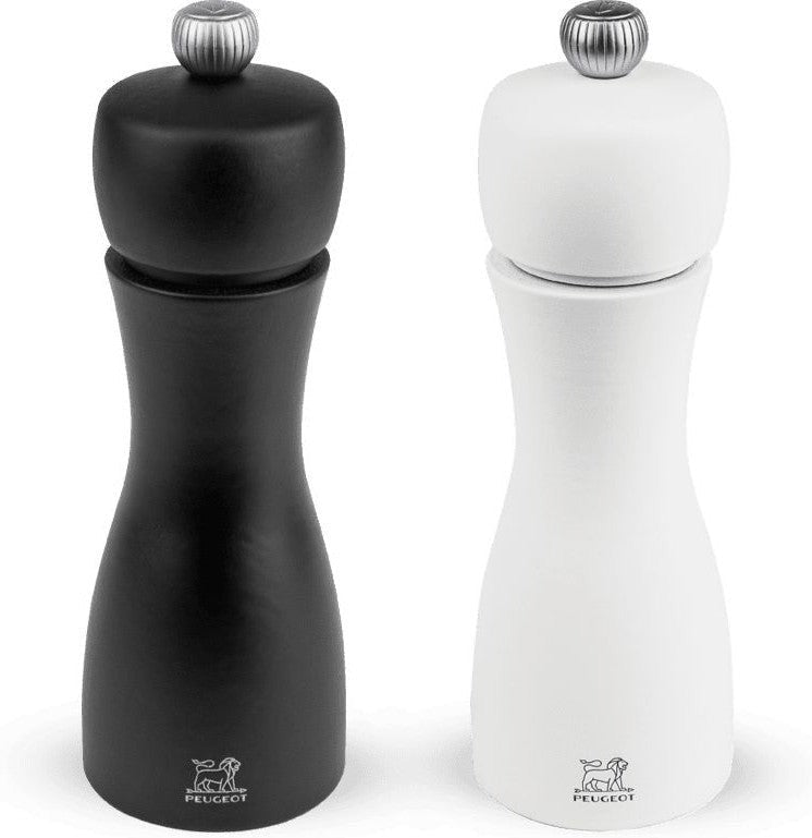 Peugeot - Tahiti 6" Wood Matte Black, White Tones Salt and Pepper Mills, Pack of 2 (15 cm) - 2/24260