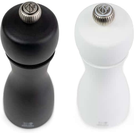 Peugeot - Tahiti 6" Wood Matte Black, White Tones Salt and Pepper Mills, Pack of 2 (15 cm) - 2/24260