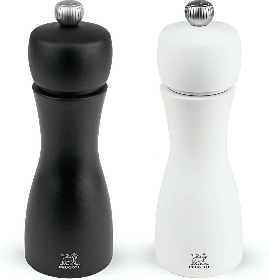 Peugeot - Tahiti 6" Wood Matte Black, White Tones Salt and Pepper Mills, Pack of 2 (15 cm) - 2/24260