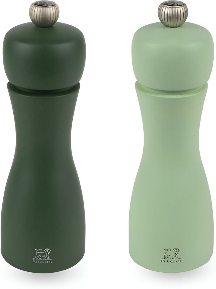 Peugeot - Tahiti 6" Wood Moss Green & Mint Green Tones Salt and Pepper Mills, Pack of 2 (15 cm) - 2/42950