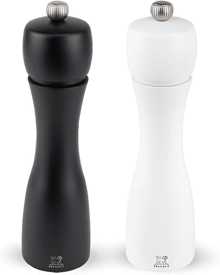 Peugeot - Tahiti 8" Wood Matte Black, White Tones Salt and Pepper Mills, Pack of 2 (20 cm) - 2/24277