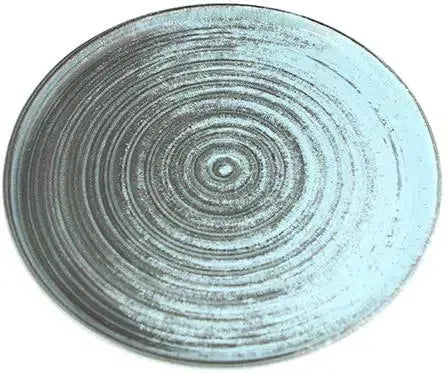 Porland - Lykke 12.2" Turquoise Flat Round Plate, Pack of 6 - 04ALM005947