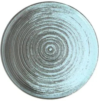 Porland - Lykke 12.2" Turquoise Flat Round Plate, Pack of 6 - 04ALM005947