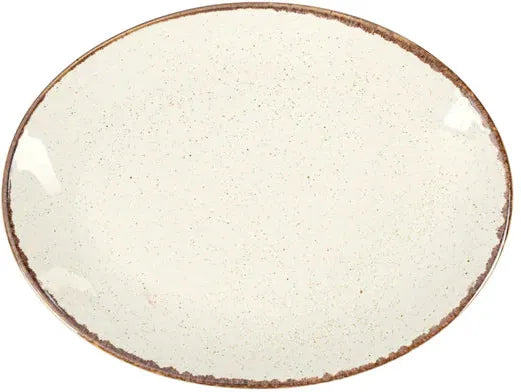 Porland - Seasons 5.5" x 7.2" Beige Oval Plate, Pack of 6 - 04ALM001567
