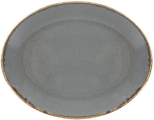 Porland - Seasons 5.5" x 7.2" Oval Dark Grey Plate, Pack of 6 - 04ALM002467