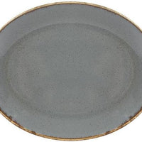 Porland - Seasons 5.5" x 7.2" Oval Dark Grey Plate, Pack of 6 - 04ALM002467