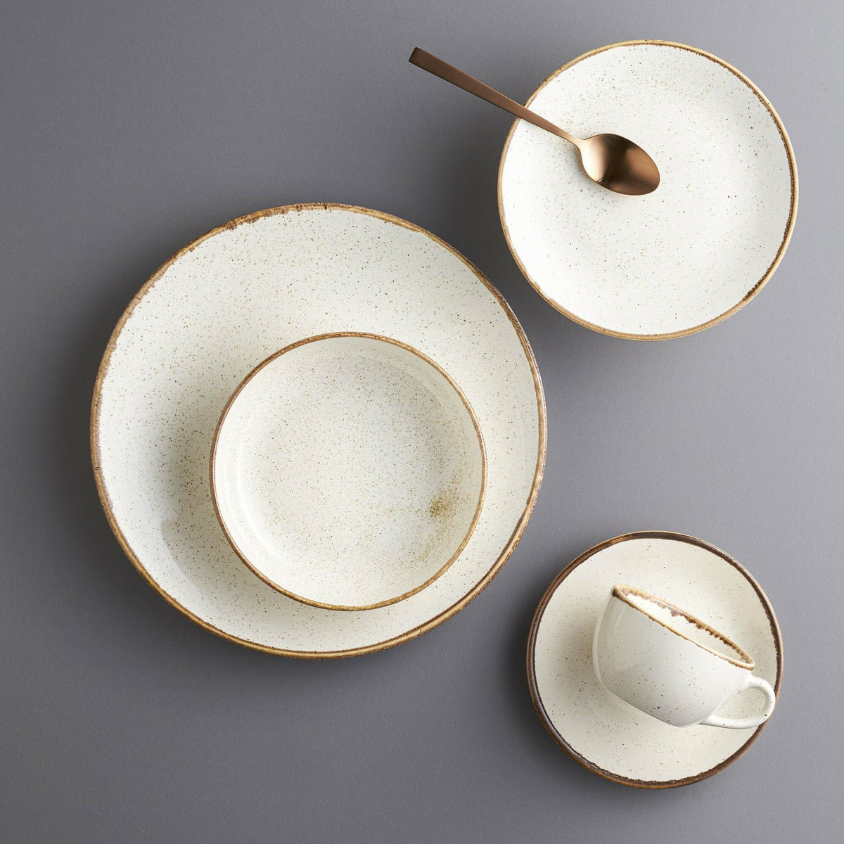 Porland - Seasons 5.6" Beige Saucer For Tea Cup, Pack of 36 - 04ALM007432