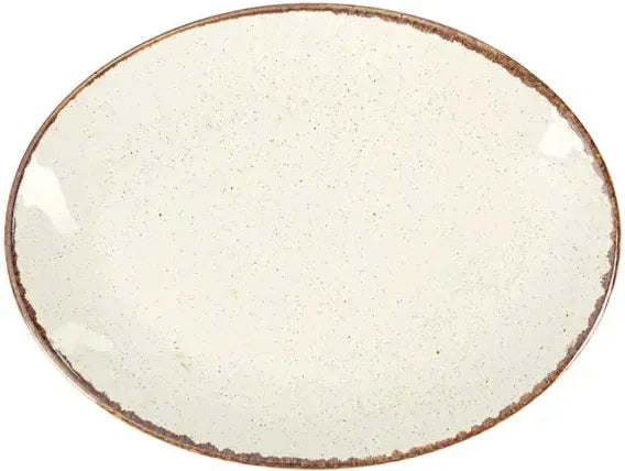 Porland - Seasons 7.5" x 9.5" Beige Oval Plate, Pack of 6 - 04ALM001574