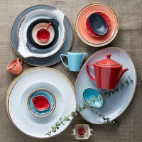 Porland - Seasons 7.5" x 9.5" Oval Dark Grey Plate, Pack of 6 - 04ALM002468