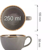 Porland - Seasons 8.25 Oz Dark Grey Bowl Shape Cup, Pack of 6 - 04ALM002453