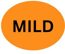 Precision Label & Tag - 1.5" Orange Oval MILD Label, 1000/rl - LAB1857