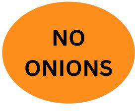 Precision Label & Tag - 1.5" Orange Oval NO ONIONS Label, 1000/rl - LAB1631