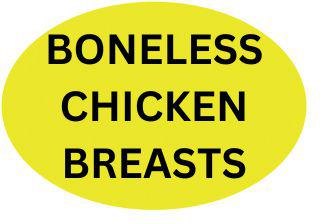 Precision Label & Tag - 1.5" Yellow Oval BONELESS CHICKEN BREASTS Label, 1000/rl - LAB2221