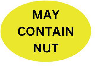 Precision Label & Tag - 1.5" Yellow Oval MAY CONTAIN NUTS Label, 1000/rl - LAB1892