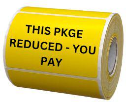 Precision Label & Tag - 3.15" x 0.98" Yellow Rectangle THIS PKGE REDUCED - YOU PAY Label, 200/rl - LAB2931