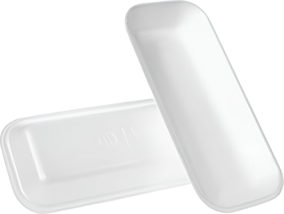 ProAmpac - 10.75" x 5.88" x 0.69" 10S White Foam Meat Trays, 500 Per Case - 201010SW00