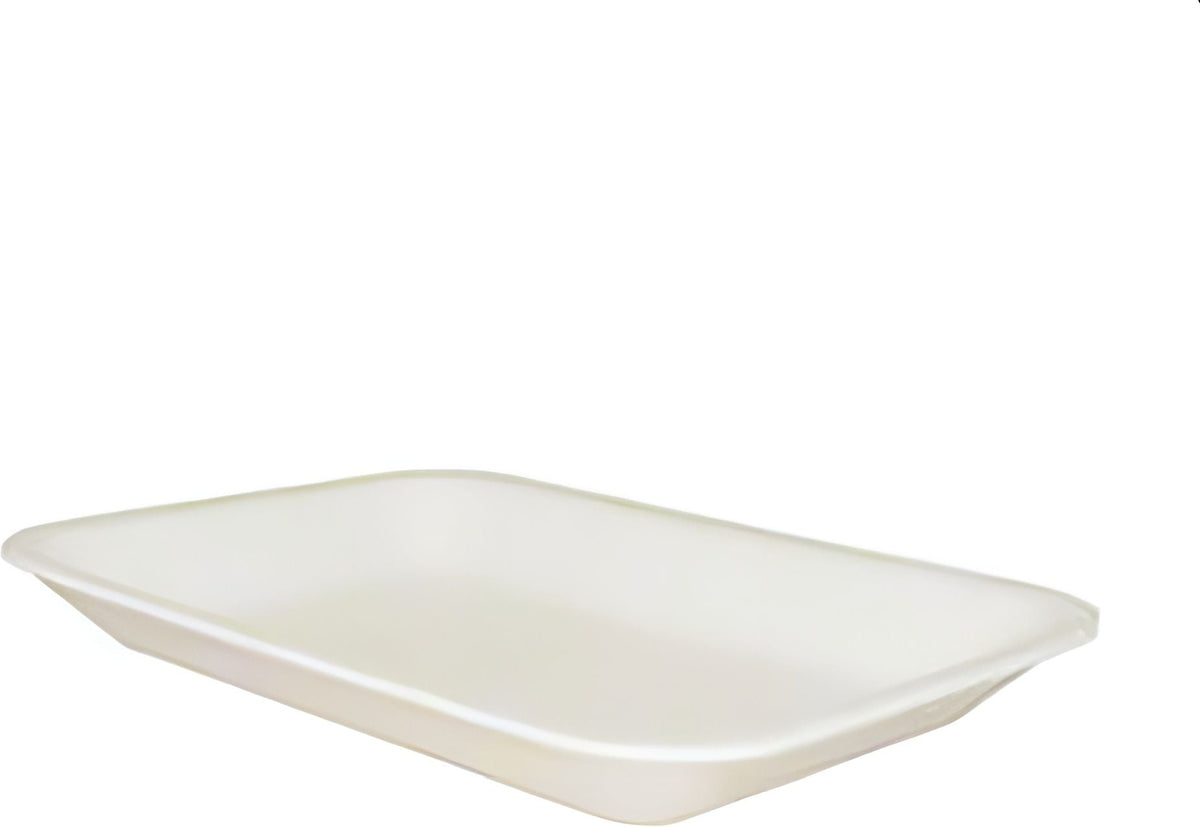 ProAmpac - 11.125" x 9.25" x 2" 809P White Foam Meat Trays, 200 Per Case - 201809W200