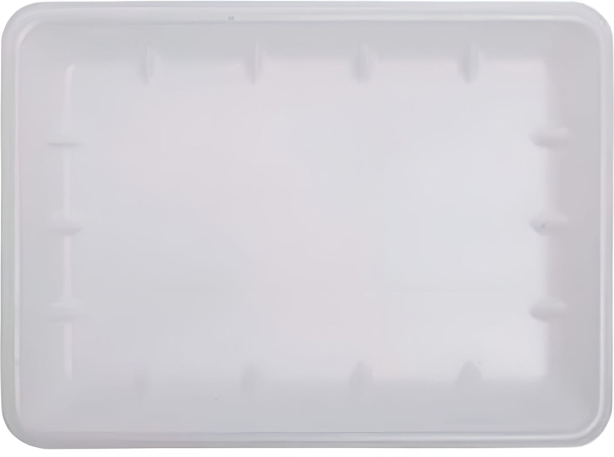 ProAmpac - 14" x 8.63" x 1.63" 25D White Foam Meat Trays, 100 Per Case - 201025DW00