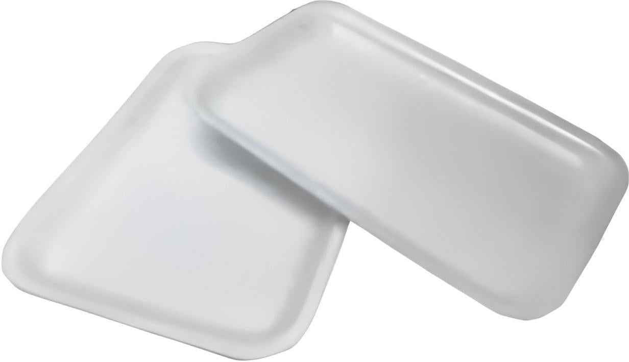 ProAmpac - 14" x 9.75" x 0.75" Polystyrene Foam 1014 White Tray, 100/cs - 2011014W00