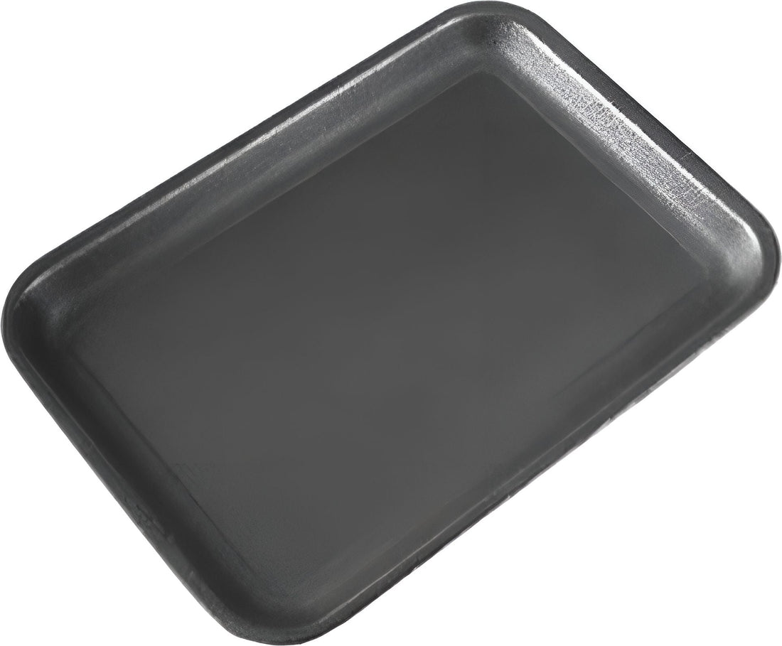 ProAmpac - 8.25" x 5.75" x 0.62" 2S Black Foam Meat Trays, 500 Per Case - 201002SN00