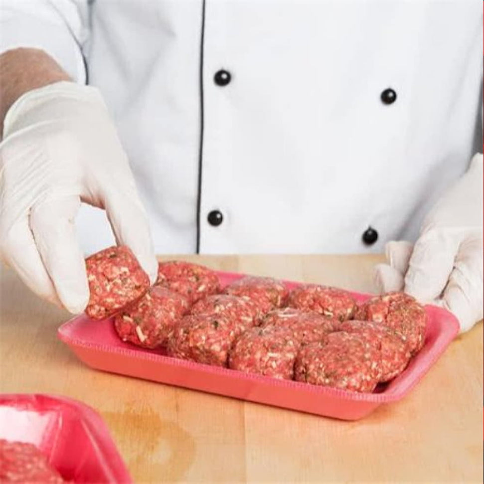 ProAmpac - 8.25" x 5.75" x 1" 2/2D Rose Pink Foam Meat Trays, 500 Per Case - 2010020P00