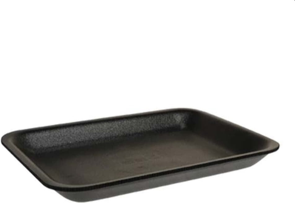 ProAmpac - 8.25" x 6" x 1.125" 2PP Black Foam Meat Trays,400/cs - 20102PPN00
