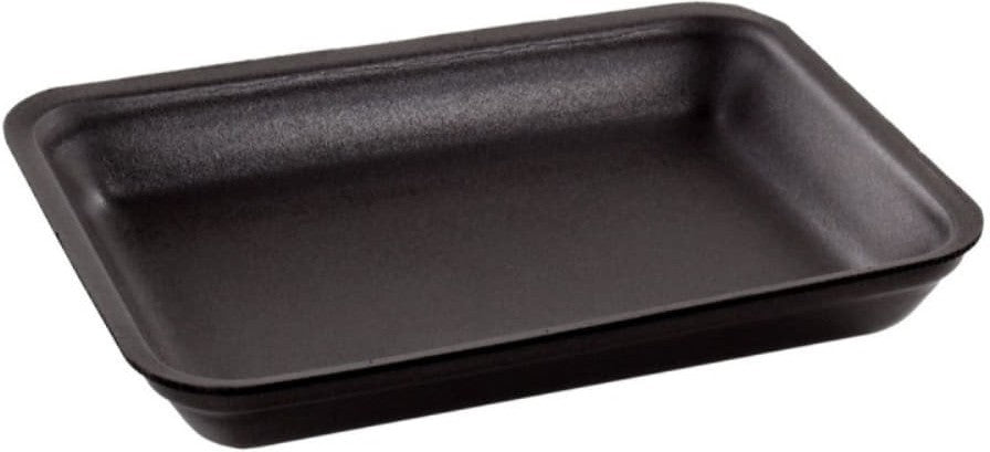 ProAmpac - 8.625" x 6.375" x 1.25" 3PP Black Foam Meat Trays, Pack of 400 - 20103PPN00