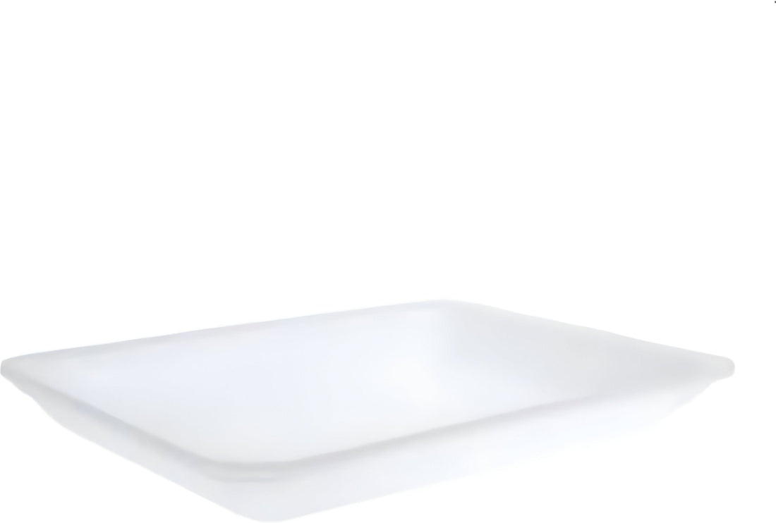 ProAmpac - 8.625" x 6.375" x 1.25" 3PP White Foam Meat Trays, Pack of 400 - 20103PPW00