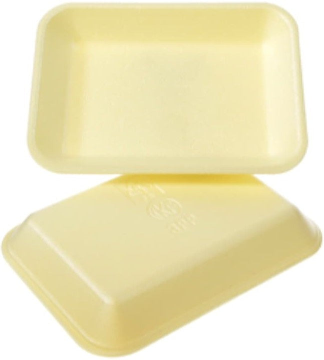 ProAmpac - 8.625" x 6.375" x 1.25" 3PP Yellow Foam Meat Trays, Pack of 400 - 20103PPY00
