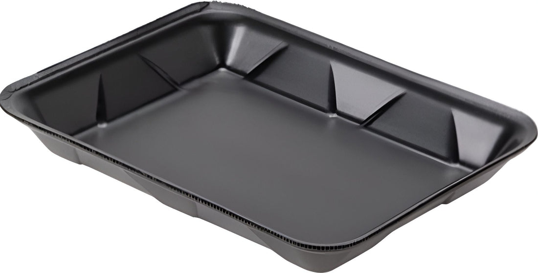 ProAmpac - 9.125" x 7.125" x 1.25" 4D Black Foam Meat Trays, 500 Per Case - 201004DN00