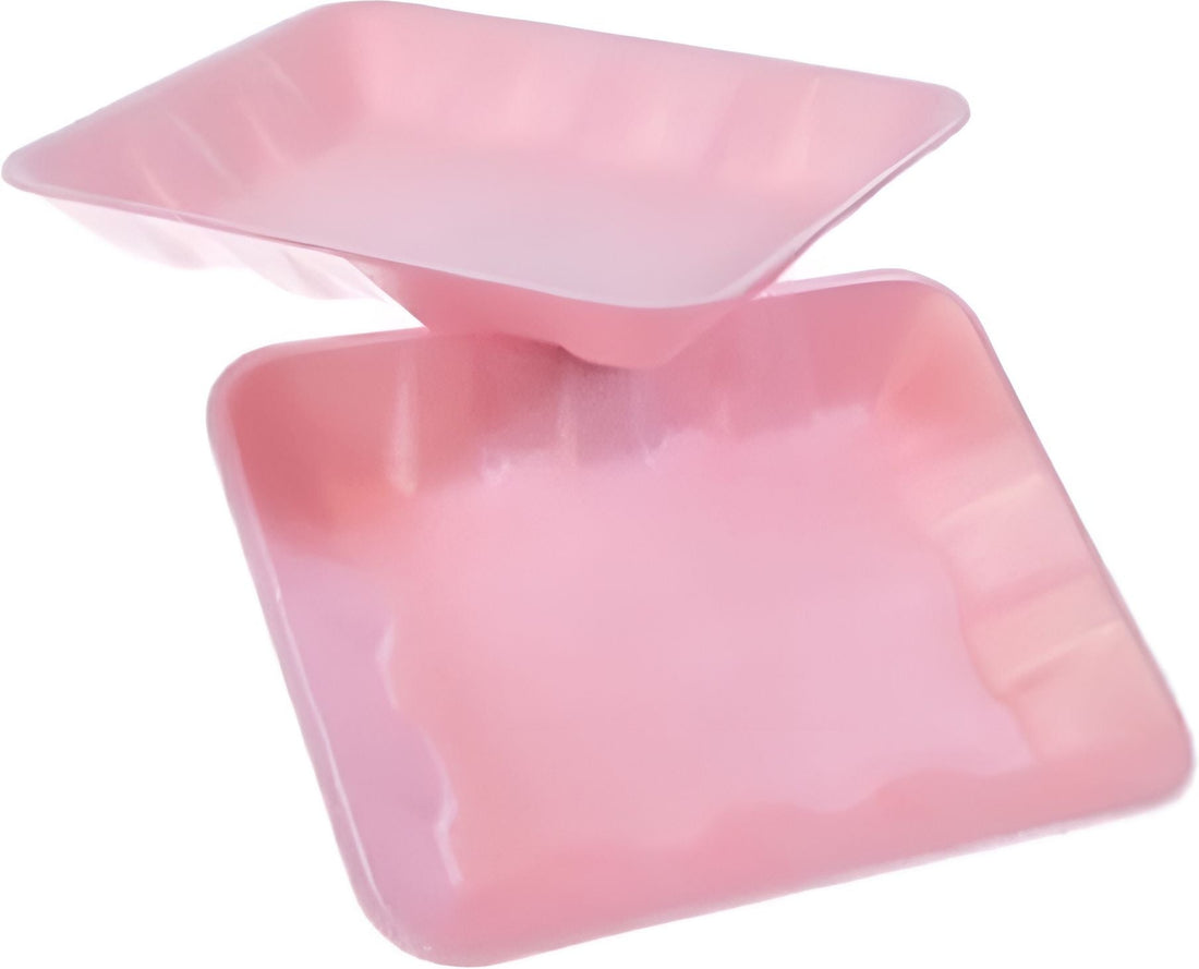 ProAmpac - 9.125" x 7.125" x 1.25" 4D Rose Pink Foam Meat Trays, 500 Per Case - 201004DP00