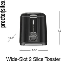 Proctor Silex Commercial - 10.3" 2 Slice Extra Wide Slot Toaster with Cool Wall Black - 22215G