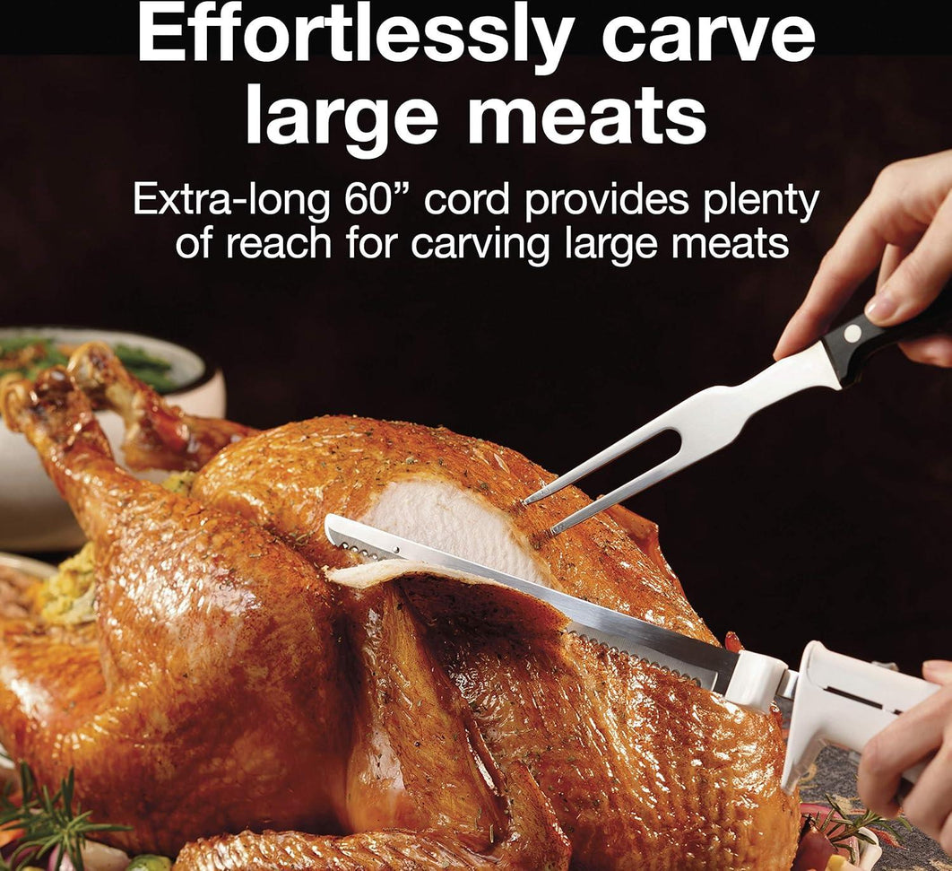 Proctor Silex Commercial - 17.1" White Easy Slice Electric Knife With Stainless Steel Reciprocating Blades - 74311PS