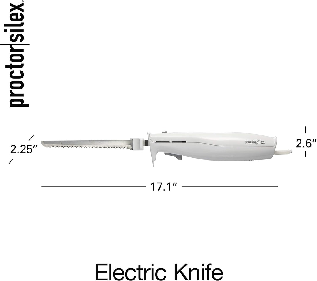 Proctor Silex Commercial - 17.1" White Easy Slice Electric Knife With Stainless Steel Reciprocating Blades - 74311PS