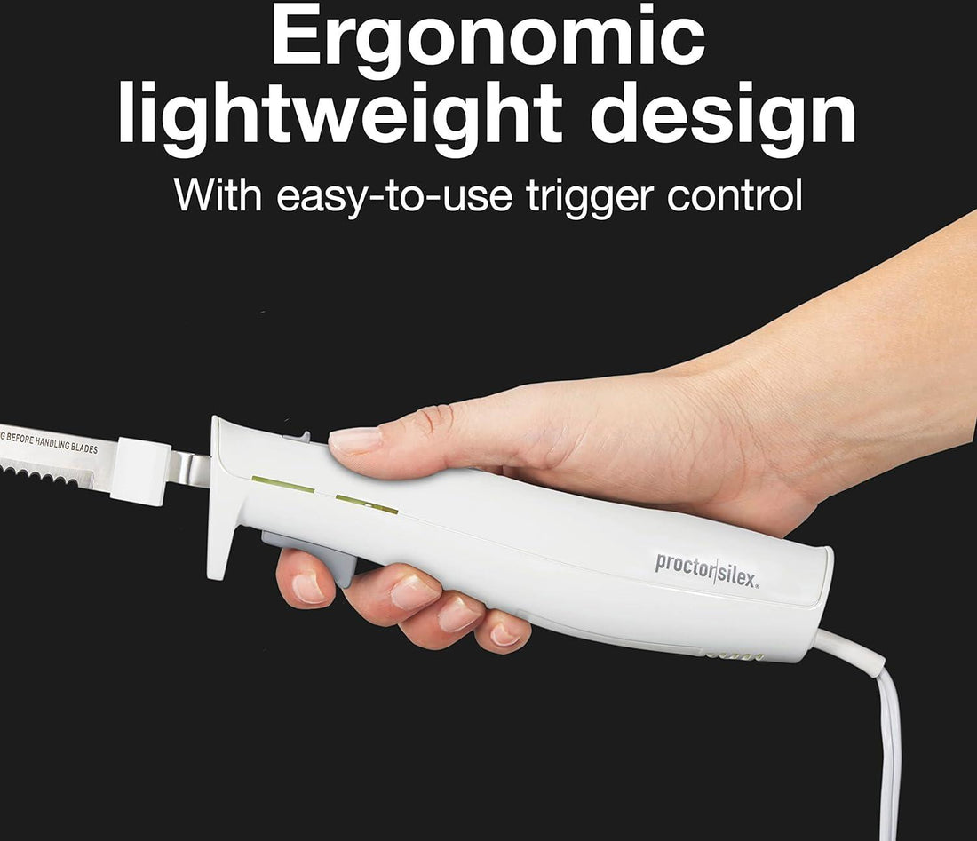 Proctor Silex Commercial - 19" White Electric Knife With Stainless Steel Reciprocating Blades - 74312