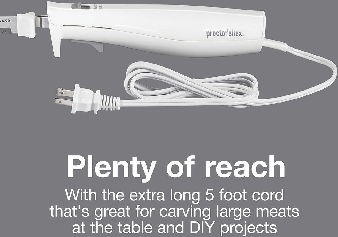 Proctor Silex Commercial - 19" White Electric Knife With Stainless Steel Reciprocating Blades - 74312