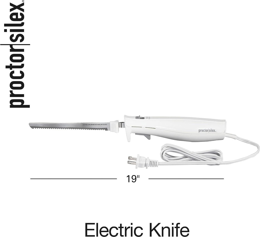 Proctor Silex Commercial - 19" White Electric Knife With Stainless Steel Reciprocating Blades - 74312
