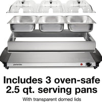 Proctor Silex Commercial - 3 Removable Domed Lids Stainless Steel Buffet Server/Warming Tray - 34300R