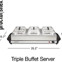 Proctor Silex Commercial - 3 Removable Domed Lids Stainless Steel Buffet Server/Warming Tray - 34300R