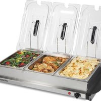 Proctor Silex Commercial - 3 Removable Domed Lids Stainless Steel Buffet Server/Warming Tray - 34300R